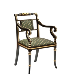 Ebonised Arm Chair in White Gold