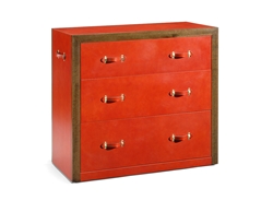 Leather Covered Chest With Leather Covered Drawers