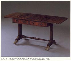 Rosewood Sofa Table/Gilded Feet