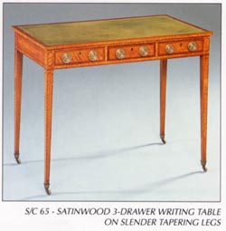 Satinwood 3-Drawer Writing Table