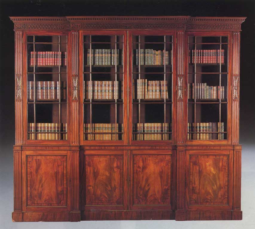 Sar829 Mahogany Break Front Library Bookcase Fine Bespoke