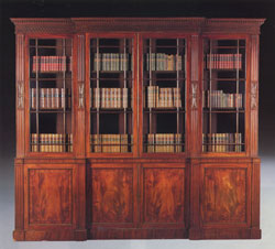 Mahogany Break Front Library Bookcase