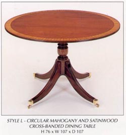 Circular Mahogany and Satinwood Cross-Banded Dining Table