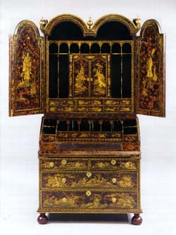 Bureau Bookcase in Black Chinoiserie Finish