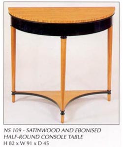 Satinwood and Ebonised Half-Round Console Table