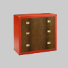 Leather Covered Chest With Veneered Drawers