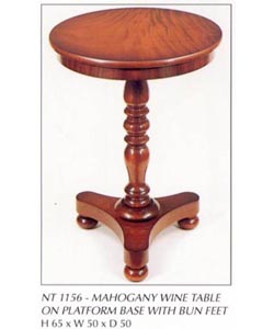 Mahogany Wine Table on Platform Base with Bun Feet