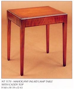 Mahogany Inlaid Lamp Table with Caddy Top