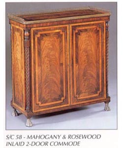 Mahogany & Rosewood Inlaid 2-Door Commode