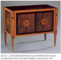 2-Door Rosewood & Satinwood Inlaid Commode