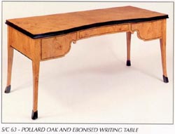 Pollard Oak and Ebonised Writing Table