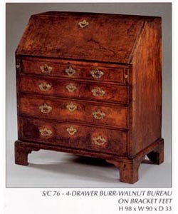 4 Drawer Burr-Walnut Bureau