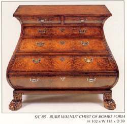 Burr Walnut Chest of Bombe Form