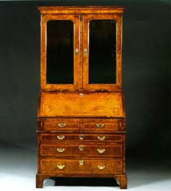 Walnut and Burr Walnut Bureau Cabinet