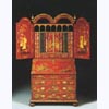 Bureau Cabinet in Red Chinoiserie Finish