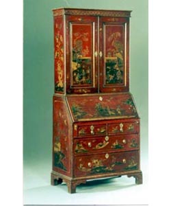 Bureau Bookcase in Chinoiserie Hand Painted Finish